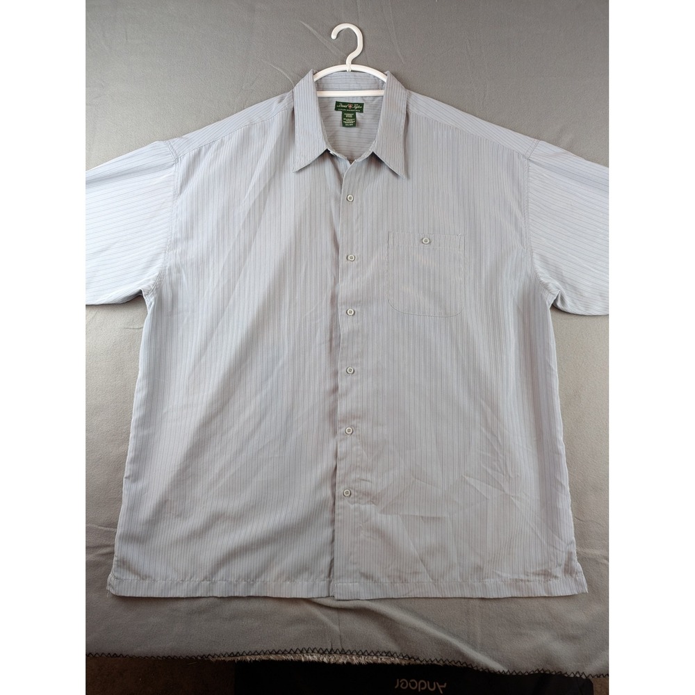 David Taylor Luxury Microfiber Mens 3XL Blue Pinstripe Short Sleeve Button Shirt
